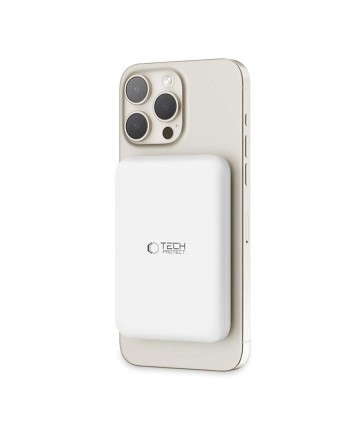 Tech-Protect LifeMag PB10 Powerbank with MagSafe 5000mAh 15W USB-C port - white + USB-C cable