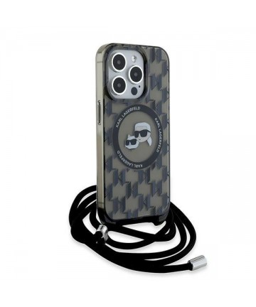 Karl Lagerfeld IML Crossbody Monogram Karl & Choupette Head MagSafe Case for iPhone 15 Pro - Black
