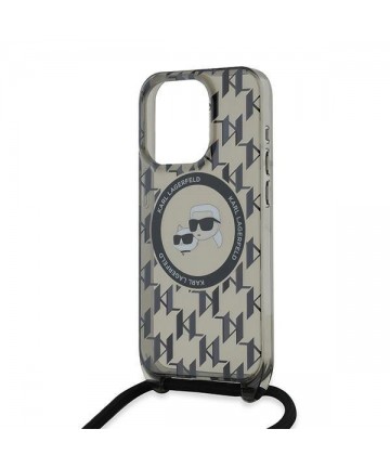Karl Lagerfeld IML Crossbody Monogram Karl & Choupette Head MagSafe Case for iPhone 15 Pro - Black