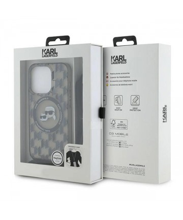 Karl Lagerfeld IML Crossbody Monogram Karl & Choupette Head MagSafe Case for iPhone 15 Pro - Black