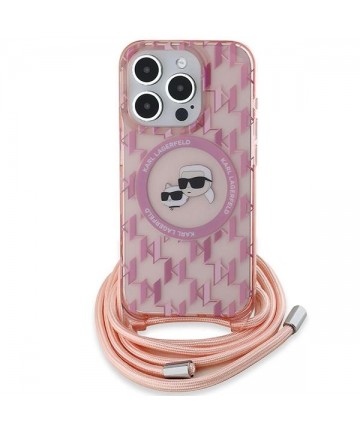 Karl Lagerfeld IML Crossbody Monogram Karl & Choupette Head MagSafe case for iPhone 15 Pro - pink
