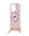 Karl Lagerfeld IML Crossbody Monogram Karl & Choupette Head MagSafe case for iPhone 15 Pro - pink