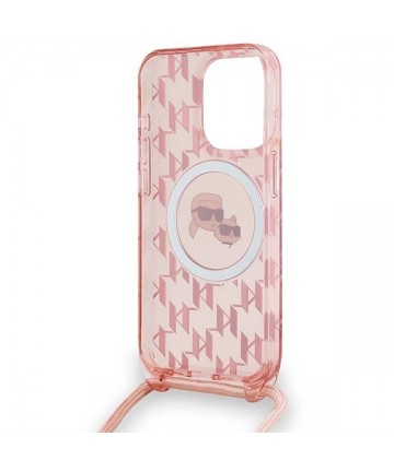 Karl Lagerfeld IML Crossbody Monogram Karl & Choupette Head MagSafe case for iPhone 15 Pro - pink