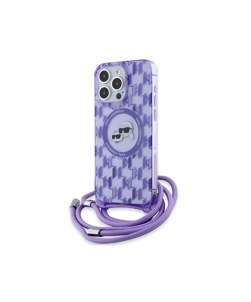 Karl Lagerfeld IML Crossbody Monogram Karl & Choupette Head MagSafe case for iPhone 15 Pro - purple