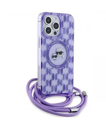 Karl Lagerfeld IML Crossbody Monogram Karl & Choupette Head MagSafe case for iPhone 15 Pro - purple