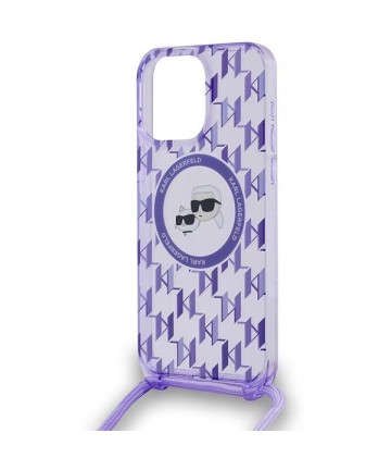 Karl Lagerfeld IML Crossbody Monogram Karl & Choupette Head MagSafe case for iPhone 15 Pro - purple