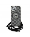 Karl Lagerfeld IML Crossbody Monogram Karl & Choupette Head MagSafe Case for iPhone 15 / 14 / 13 - Black