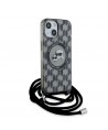 Karl Lagerfeld IML Crossbody Monogram Karl & Choupette Head MagSafe Case for iPhone 15 / 14 / 13 - Black