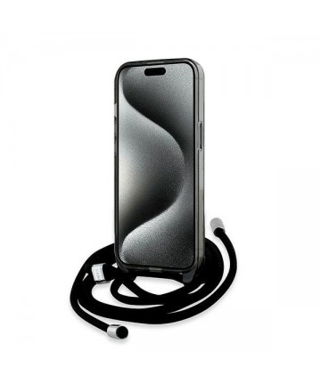 Karl Lagerfeld IML Crossbody Monogram Karl & Choupette Head MagSafe Case for iPhone 15 / 14 / 13 - Black