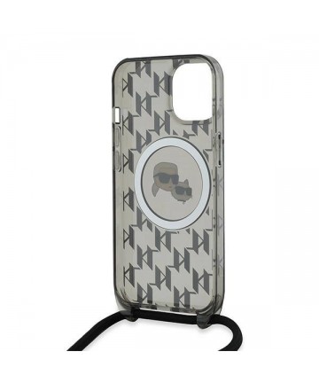 Karl Lagerfeld IML Crossbody Monogram Karl & Choupette Head MagSafe Case for iPhone 15 / 14 / 13 - Black