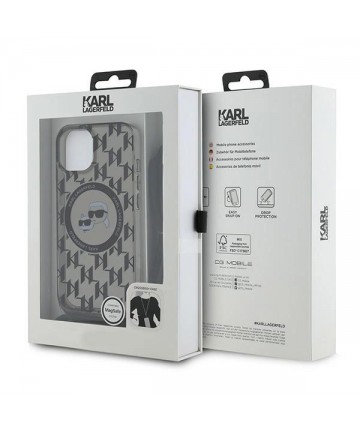 Karl Lagerfeld IML Crossbody Monogram Karl & Choupette Head MagSafe Case for iPhone 15 / 14 / 13 - Black