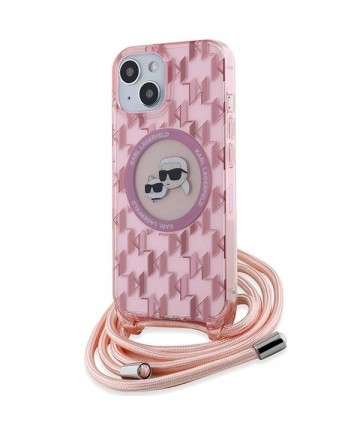Karl Lagerfeld IML Crossbody Monogram Karl & Choupette Head MagSafe case for iPhone 15 / 14 / 13 - pink