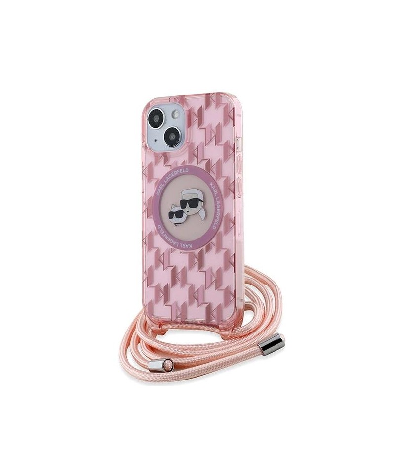 Karl Lagerfeld IML Crossbody Monogram Karl & Choupette Head MagSafe case for iPhone 15 / 14 / 13 - pink