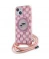 Karl Lagerfeld IML Crossbody Monogram Karl & Choupette Head MagSafe case for iPhone 15 / 14 / 13 - pink