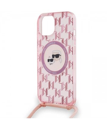 Karl Lagerfeld IML Crossbody Monogram Karl & Choupette Head MagSafe case for iPhone 15 / 14 / 13 - pink