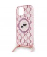 Karl Lagerfeld IML Crossbody Monogram Karl & Choupette Head MagSafe case for iPhone 15 / 14 / 13 - pink