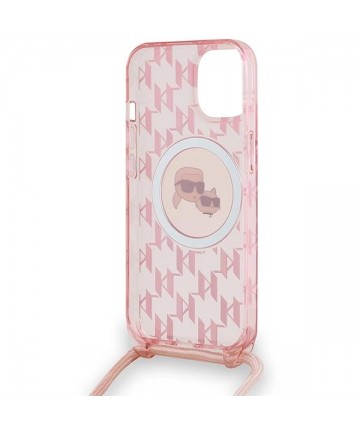 Karl Lagerfeld IML Crossbody Monogram Karl & Choupette Head MagSafe case for iPhone 15 / 14 / 13 - pink