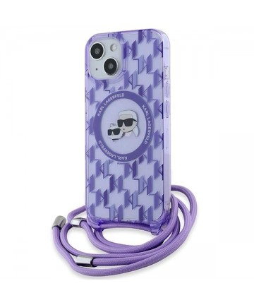 Karl Lagerfeld IML Crossbody Monogram Karl & Choupette Head MagSafe case for iPhone 15 / 14 / 13 - purple