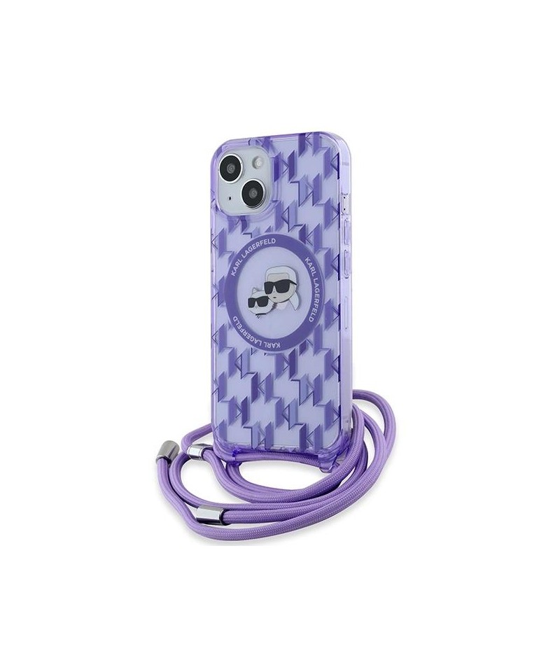 Karl Lagerfeld IML Crossbody Monogram Karl & Choupette Head MagSafe case for iPhone 15 / 14 / 13 - purple