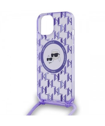 Karl Lagerfeld IML Crossbody Monogram Karl & Choupette Head MagSafe case for iPhone 15 / 14 / 13 - purple