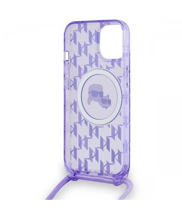 Karl Lagerfeld IML Crossbody Monogram Karl & Choupette Head MagSafe case for iPhone 15 / 14 / 13 - purple