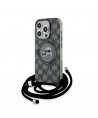 Karl Lagerfeld IML Crossbody Monogram Karl & Choupette Head MagSafe Case for iPhone 15 Pro Max - Black