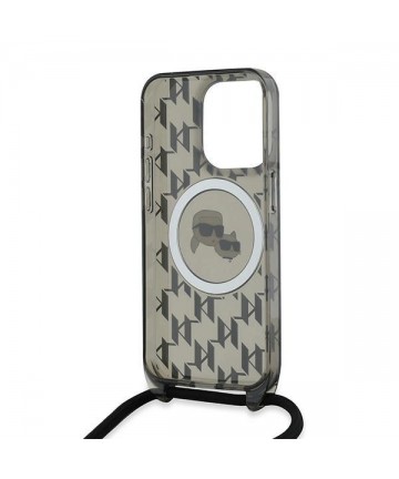 Karl Lagerfeld IML Crossbody Monogram Karl & Choupette Head MagSafe Case for iPhone 15 Pro Max - Black