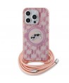 Karl Lagerfeld IML Crossbody Monogram Karl & Choupette Head MagSafe Case for iPhone 15 Pro Max - Pink