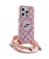 Karl Lagerfeld IML Crossbody Monogram Karl & Choupette Head MagSafe Case for iPhone 15 Pro Max - Pink