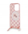 Karl Lagerfeld IML Crossbody Monogram Karl & Choupette Head MagSafe Case for iPhone 15 Pro Max - Pink