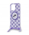 Karl Lagerfeld IML Crossbody Monogram Karl & Choupette Head MagSafe Case for iPhone 15 Pro Max - Purple