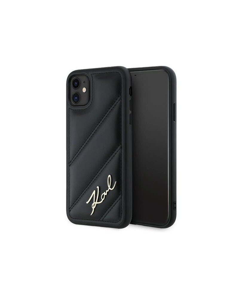 Karl Lagerfeld Diagonal Quilted Script case for iPhone 11 / Xr - black