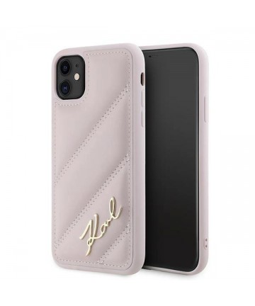 Karl Lagerfeld Diagonal Quilted Script case for iPhone 11 / Xr - pink