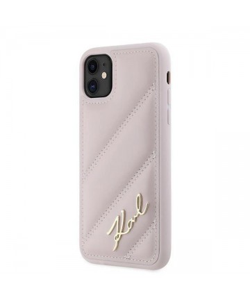 Karl Lagerfeld Diagonal Quilted Script case for iPhone 11 / Xr - pink