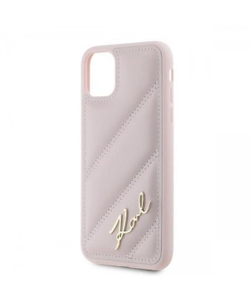 Karl Lagerfeld Diagonal Quilted Script case for iPhone 11 / Xr - pink