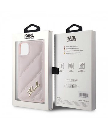 Karl Lagerfeld Diagonal Quilted Script case for iPhone 11 / Xr - pink