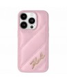 Karl Lagerfeld Diagonal Quilted Script case for iPhone 14 Pro Max - pink