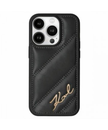 Karl Lagerfeld Diagonal Quilted Script case for iPhone 15 Plus / 14 Plus - black