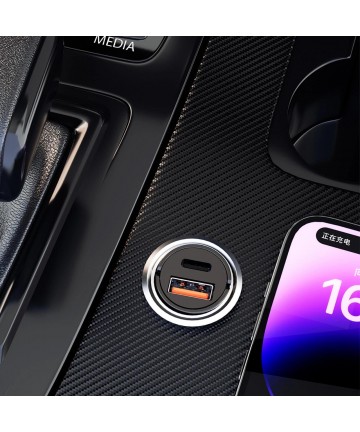 Dudao R3MAX 48W QC PD mini car charger - black