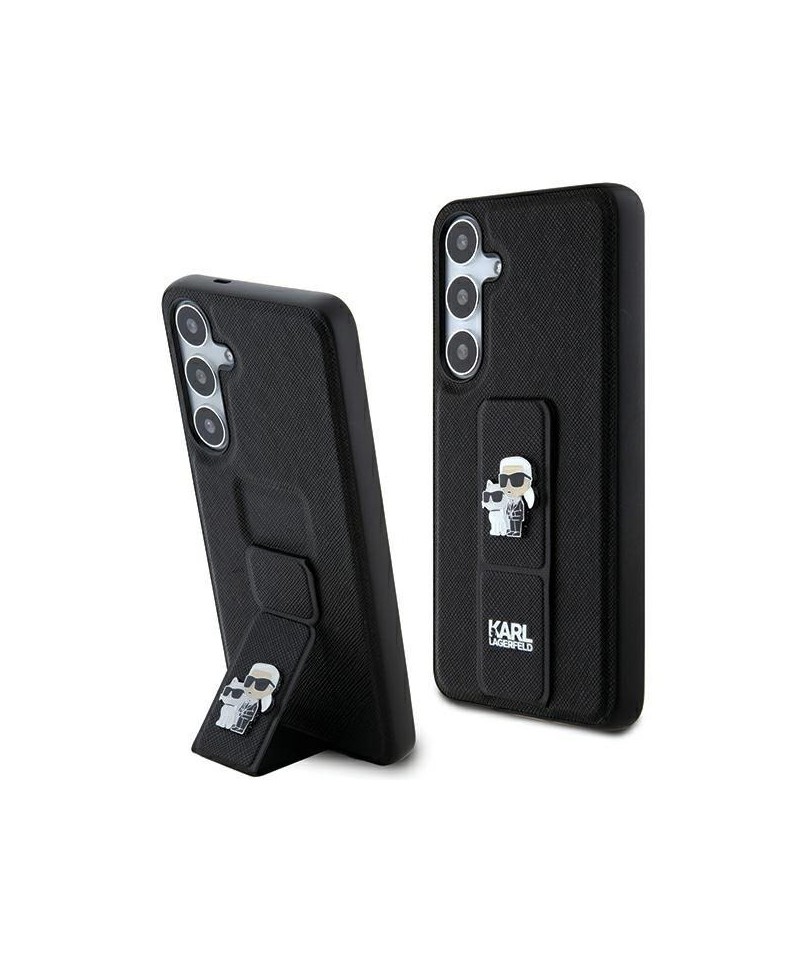 Karl Lagerfeld Gripstand Saffiano Karl&Choupette Pins case for Samsung Galaxy S24+ - black