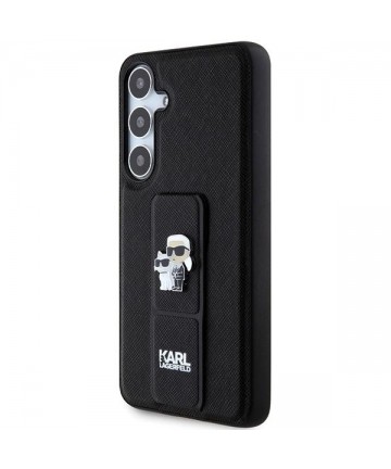 Karl Lagerfeld Gripstand Saffiano Karl&Choupette Pins case for Samsung Galaxy S24+ - black