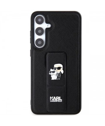 Karl Lagerfeld Gripstand Saffiano Karl&Choupette Pins case for Samsung Galaxy S24+ - black