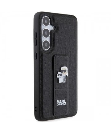 Karl Lagerfeld Gripstand Saffiano Karl&Choupette Pins case for Samsung Galaxy S24+ - black