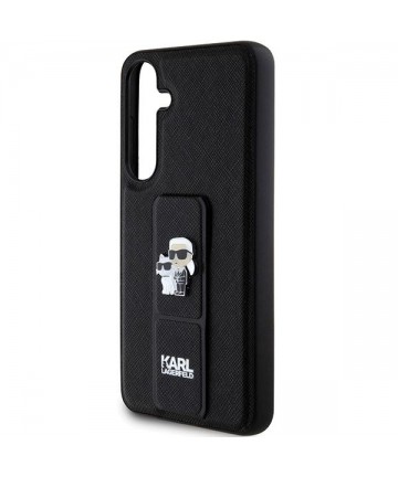 Karl Lagerfeld Gripstand Saffiano Karl&Choupette Pins case for Samsung Galaxy S24+ - black