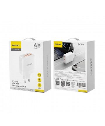 Dudao A5HEU network charger 3x USB-A 1x USB-C PD20W - white