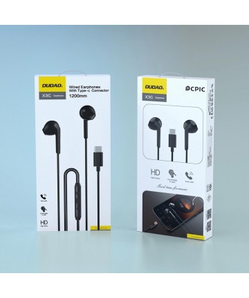 Dudao X3C In-Ear Wired USB-C Headphones 1.2m - Black