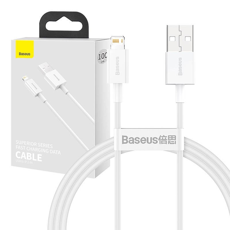 Baseus Superior USB - Lightning fast charging data cable 2,4 A 1 m white (CALYS-A02)