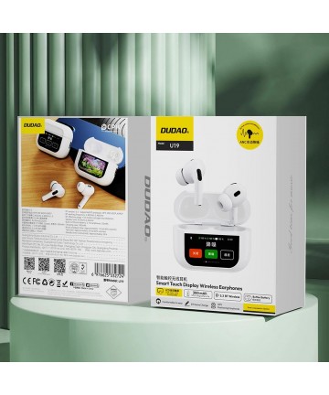 Dudao U19 in-ear TWS wireless Bluetooth 5.3 headphones with LED display - white