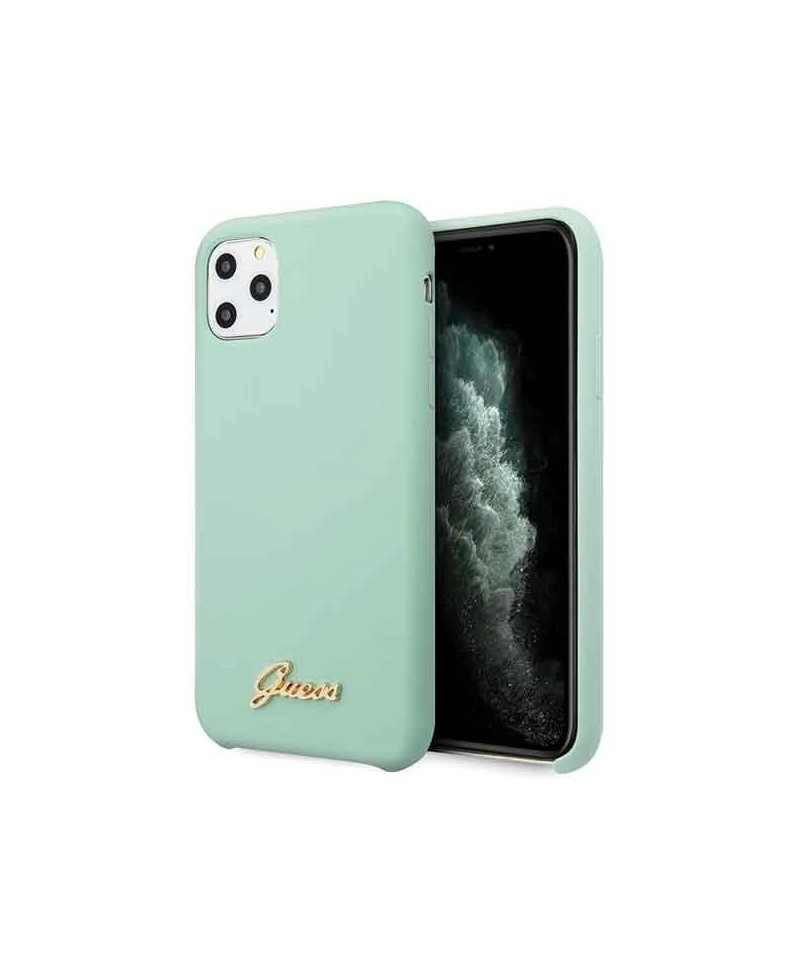 Guess GUHCN58LSLMGG iPhone 11 Pro green/green hard case Silicone Vintage Gold Logo