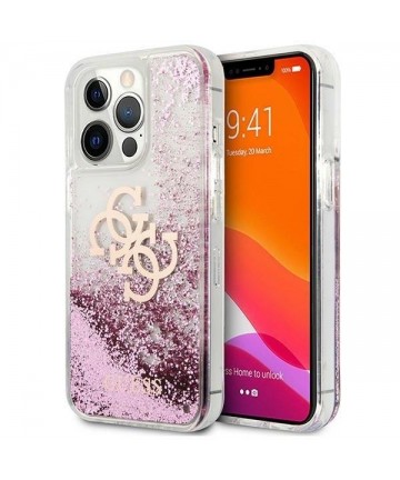 Guess GUHCP13XLG4GPI iPhone 13 Pro Max 6.7" pink/pink hardcase 4G Big Liquid Glitter